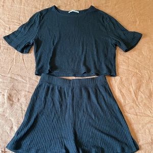 Reformation black two piece lounge set XS